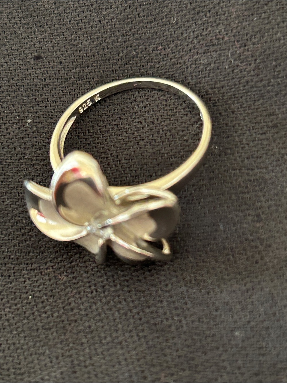 Polished Sterling Silver Floral Ring with CZ Center Stone - Size 9 - Picture 4 of 6
